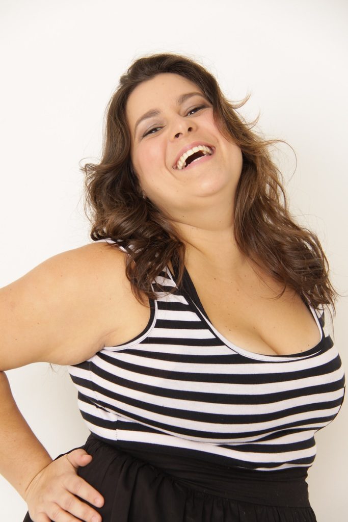 Happy overweight woman