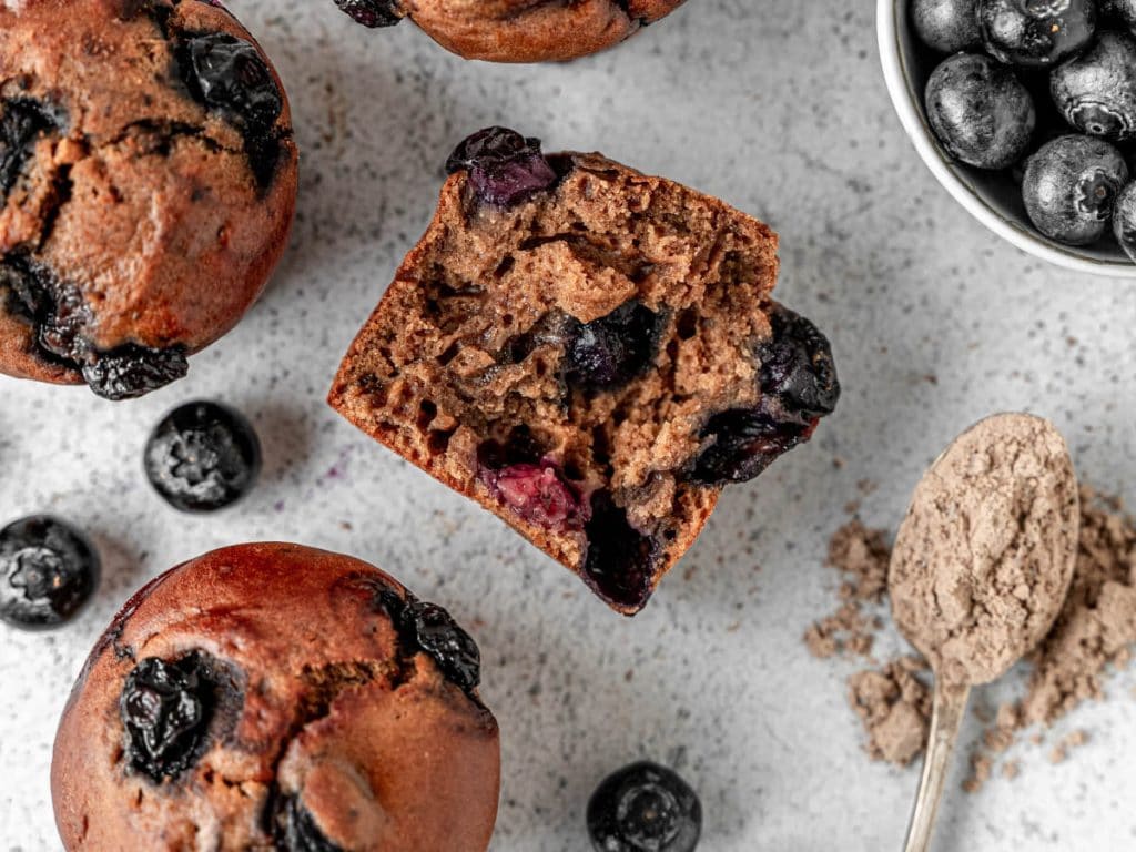 Blueberry and protein powder muffins